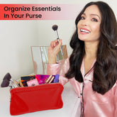 Small Makeup Bag For Purse - Red Cosmetics Bag For Women - Travel Toiletry Bag
